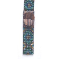 Ceinture femme perle verte losange