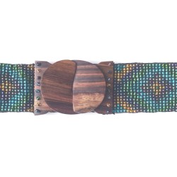 Ceinture femme perle verte losange