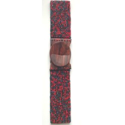 Ceinture femme perle rouge gris foncé