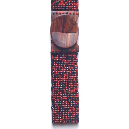 Ceinture femme perle rouge gris foncé