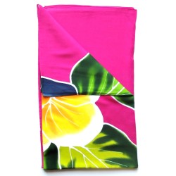 Paréo XXL fuchsia fleur bleu jaune